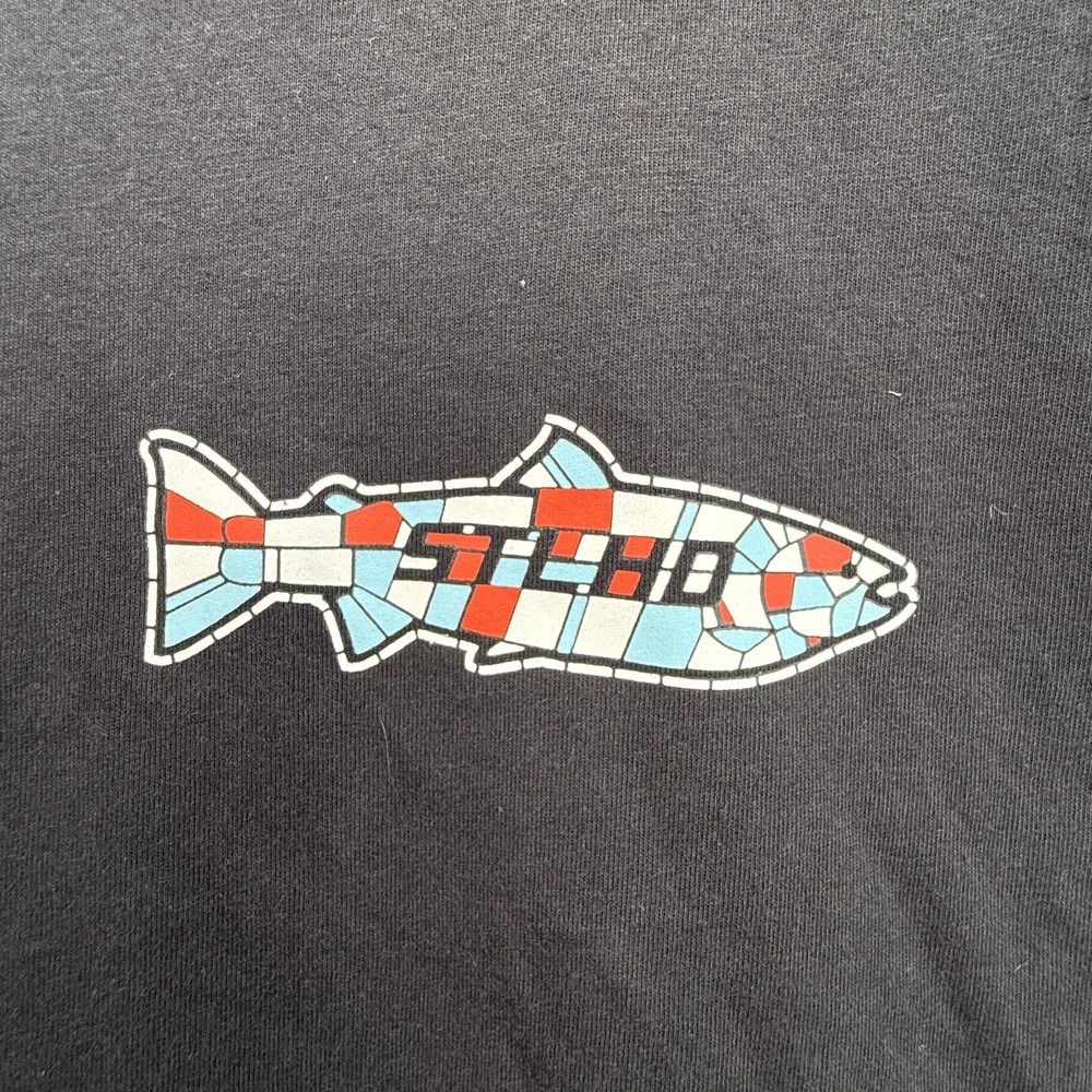 NWT STLHd Gear Sasquatch T-Shirt Mens L Black Bigfoot Fishing Trout Stained Glas - Picture 4 of 11